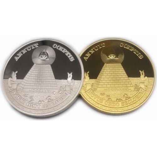 Silver Gold plated Freemasonry coin with all-seeing eye US Masonic coins with Pyramid coin