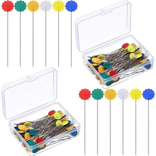 200Pcs Flower Head Flat Head Straight Pins Assorted Colors Sewing Quilting Pins for Sewing DIY Projects Dressmaker Jewelry Decor