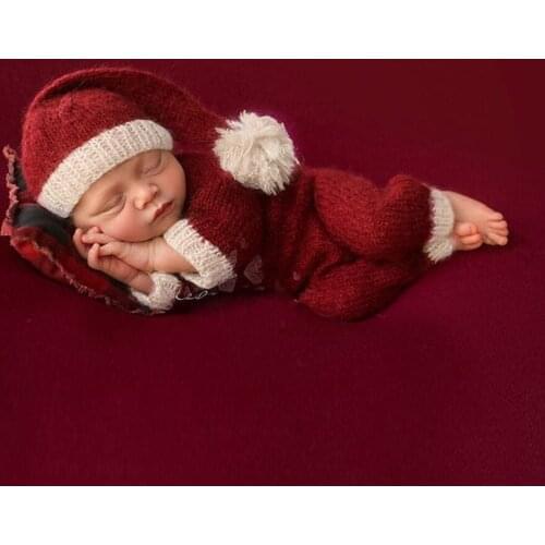 Newborn Photography Props Baby Romper Jumpsuit Christmas Hat Photography Blanket Wraps Photo Studio Shoots Accessories