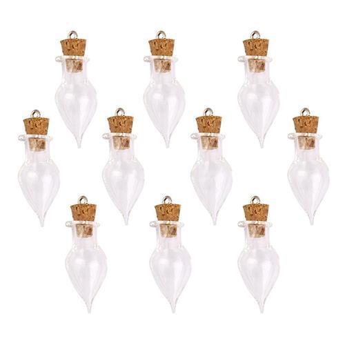 10pieces heart star drop Wish Mini glass Bottle with cork pendant Perfume essential oil vial cork bottle charms jewelry making