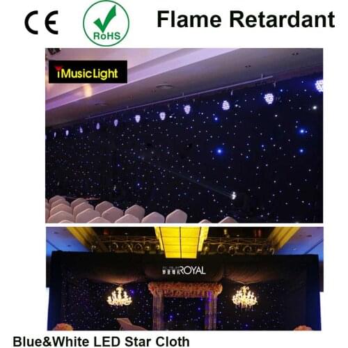 Tianxin LEDS 3Mx6Mtr Blue+White LED Stage Star Cloth Matrix Backdrop Stage DJ Pub DMX LED Curtain fireproof fabric