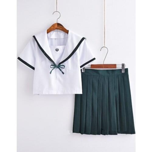JK Japanese School sailor uniform fashion school class navy sailor school uniforms for Cosplay girls suit 3 Pcs / Set