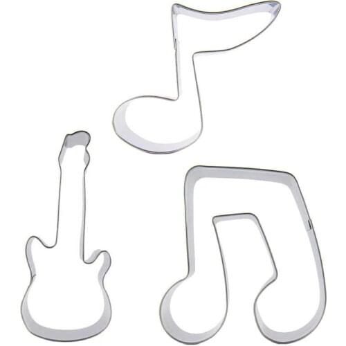 Eight Points Tone, Electric Guitar, Slur shapes 3 piece biscuit cutting molds, baking tools, cake decorating soft candy tools