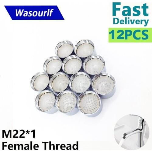 WASOURLF 12 PCS good quality M22*1 22mm female thread tap aerator faucet bubble 304 stainless steel core brass shell