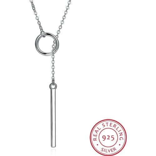 New Arrivals 925 Sterling Silver Long Circle Necklaces & Pendants For Women Fashion sterling-silver-jewelry