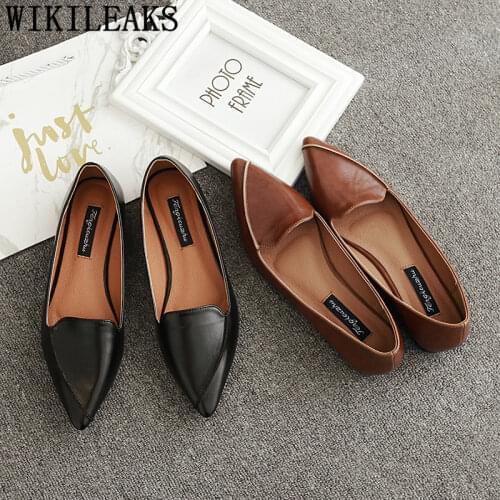 Pointed Toe Flats Ladies Flat Shoes Comfort Shoes Designers Creepers Harajuku Shoes Brand Loafers Women Zapatos Mujer Ayakkabi