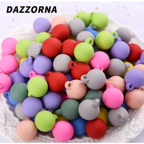 10Pcs/Lot Multicolor Rubber Silicone Small Pendant 16mm Round Pendant for Diy Jewelry Crafts Making Necklace Accessories