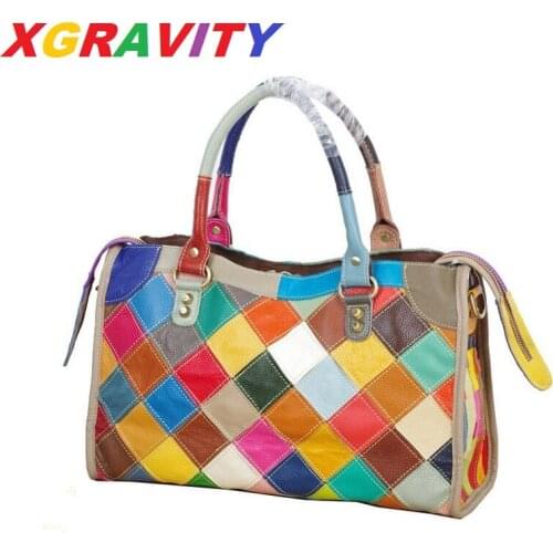 2021 Rivets Colorful Genuine Leather Big Bag Fashion Ladies Cross Body European American Handbags Female Ladies Luxury Bag Girls