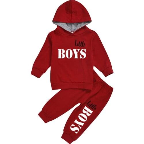 2021 Spring Autumn New Boys Clothing Long-Sleeved Hooded Top + Pants Two-Piece Printed Letter Set T-Shirt For Baby Boys 1-5Y