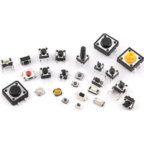25 Values Tactile Push Button Switch Micro-Momentary Tact Assortment Kit Mini Leaf Switch SMD DIP