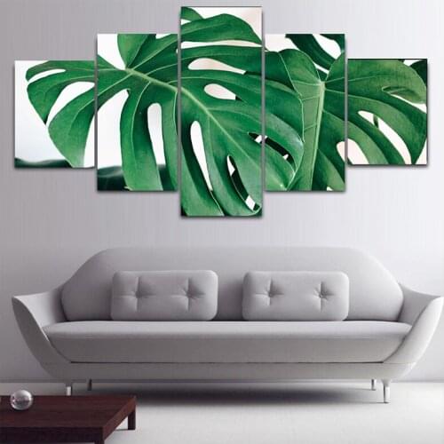 5Pieces Nordic Green Leaf diamond embroidery cross stitch Full square Round Drill 5D Diy Diamond Painting mosaic wall artZP-582