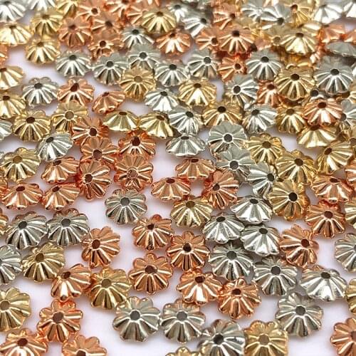6mm 200/400pcs Loose Beads Flower Spacer Seed Bead CCB Plastic Beads Silver plated beads for Jewelry Making (not Metal)