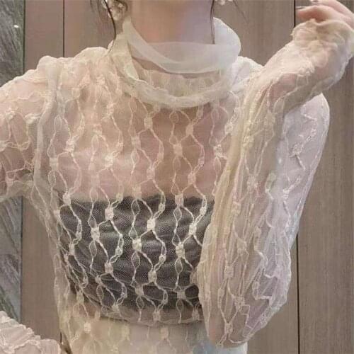 Blouse Women Sexy Hollow out Lace Womens Autumn and Winter Exquisite Sweater Coat Blusas Ropa De Mujer