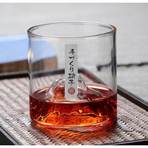 Japanese style whiskey glass tea cup mountain cup transparent heat-resistant glass tea cup red wine glass
