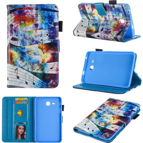 Cartoon Print Flip TPU+PU Leather Cover Card Stand Funda Case For Samsung Galaxy Tab A 7.0 T280 SM-T280 T280N T285 + Film + Pen