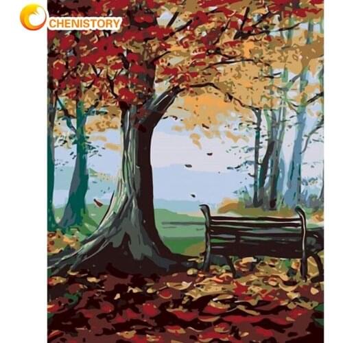 CHENISTORY Autumn Park Landscape Painting By Numbers Kits Hand Painted 40x50cm Frame On Canvas Handmade Unique Gift Wall Art