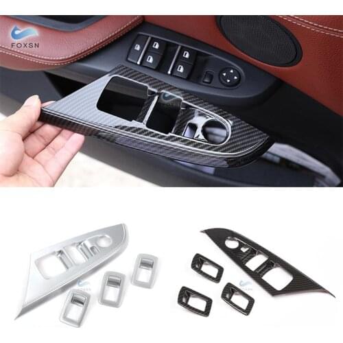 For BMW X3 F25 X4 F26 2013 2014 2015 2016 2017 Carbon Fiber Texture / Sliver Car Window Lift Switch Button Panel Cover Trim