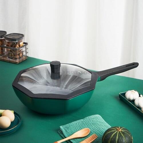 Household Maifan Stone Octagonal Non-stick Pan Visualized Lid Anti-scald Handle Induction Cooker Gas Stove General Frying Pan