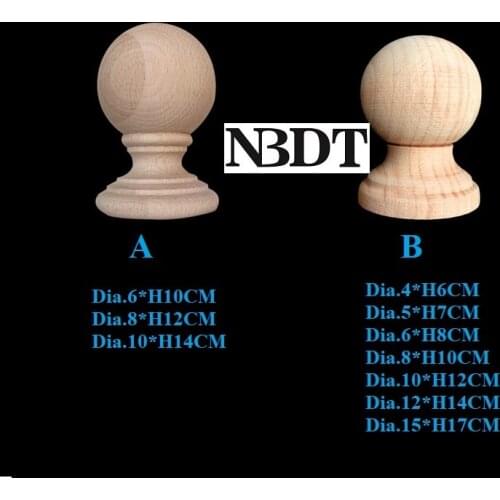 Unpainted Wood Ball Post Cap Finial Handrail Furniture Architectural