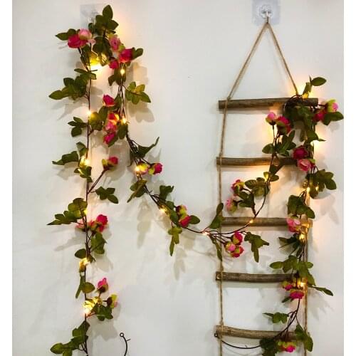 Flower Garland Lights 2.2M Copper Wire LED String Lights with Bud Rose Christmas Garland For New Year Wedding Party Decoration