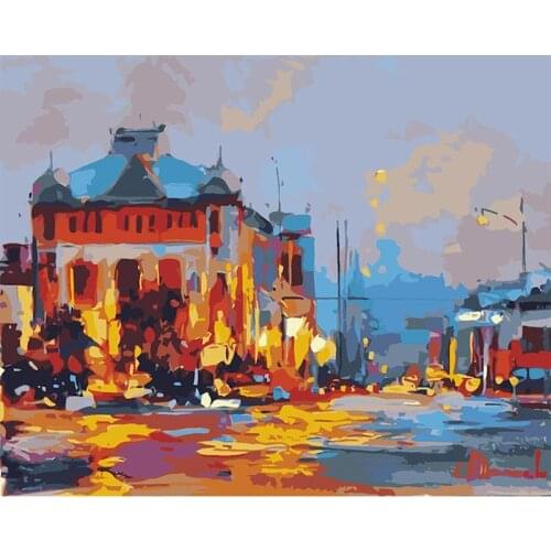 GATYZTORY 60x75cm Frame Diy Painting By Numbers Canvas Drawing Abstract House Handpainted Gift Wall Decor