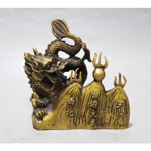 China brass archaize flame dragon crafts statue