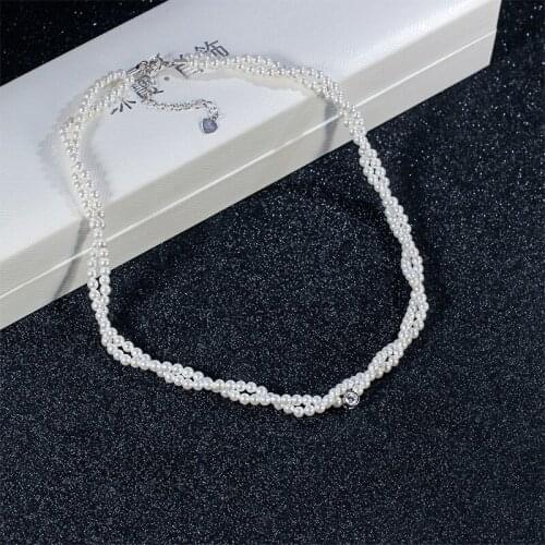 Liemjee Personality Fashion Party Jewelry Zircon Double Layer Pearl Necklace For Women Feature Namour Charm Gift All Seasons