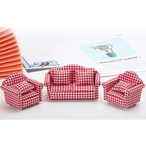 1 Pc 1/12 Scale Miniature Double Sofa Doll House Furniture Living Room Accessorie For Kids Gift