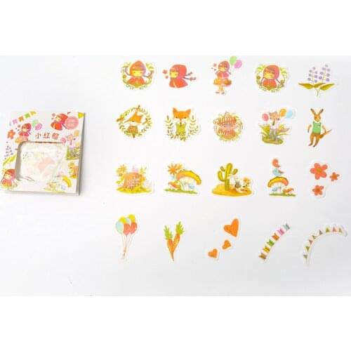 40 pcs /Bag Little Girls and Forest Animals DIY Adhensive Mini Diary Stickers Decorative Stick Label