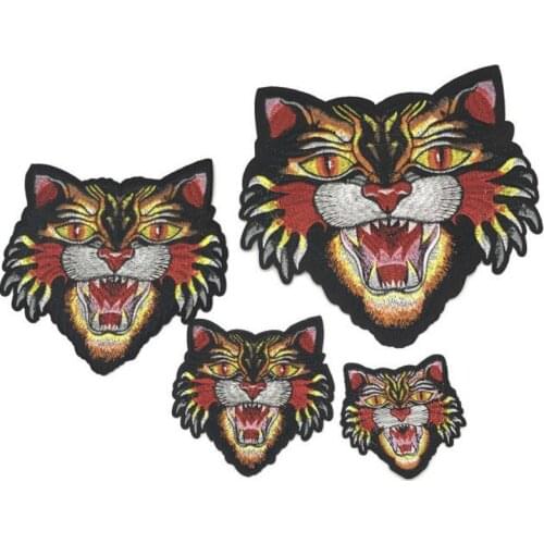 50pcs/Lot Embroidery Patches Letters Clothing Decoration Accessories Animal Leopard Tiger Head Diy Iron Heat Transfer Applique