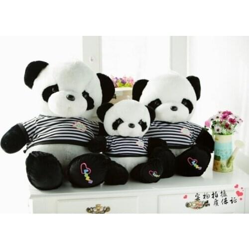 Lovely stripes cloth panda plush toy throw pillow birthday gift h443