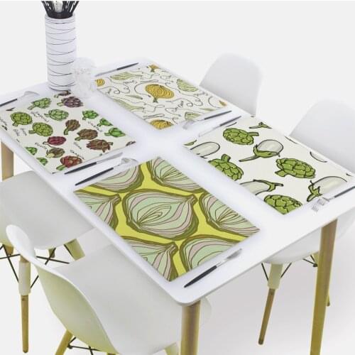 Vegetable Pattern Placemat for Dining Table Cartoon Drink Coasters 32x42cm Rectangle Coaster Tableware Mat Kitchen Decoration