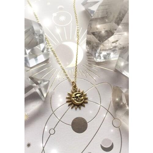 Celestial Sun Moon Pendant Necklace,Celestial Sunmoon Charm Pendant Jewelry Gift