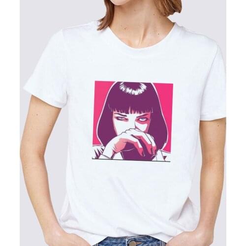 Pulp Fiction Bad Girl Ulzzang Mia T Shirt Women Print Gothic Femme Harajuku Funny Kawaii Short Sleeve Clothes Tshirt Streetwear