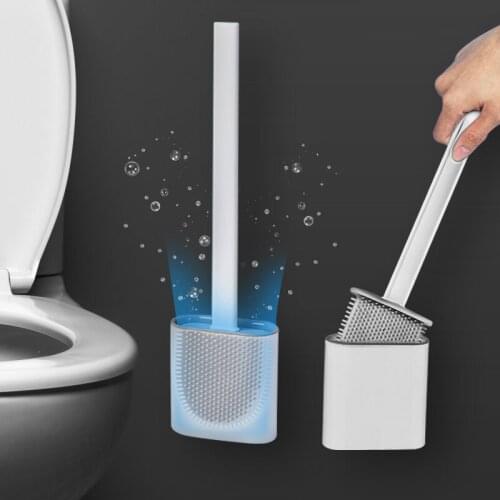 Silicone toilet brush Wc borstel Flexible brosse Brush Head Wall holder toiletborstel easy cleaning set Bathroom accessories