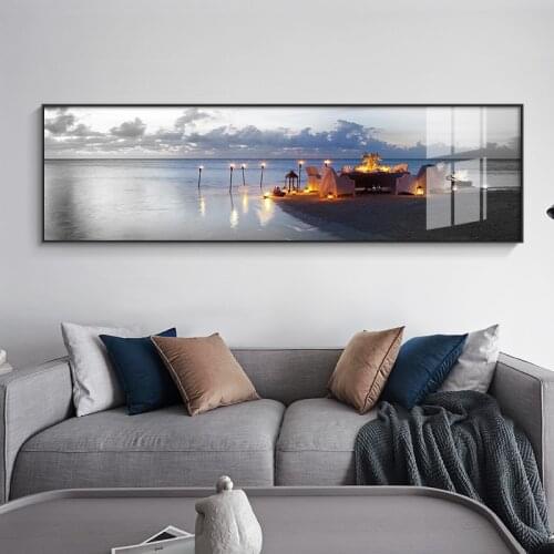 Modern home decor bedside riverine canvas painting posters and print night view wall art pictures for living room bedroom Banner