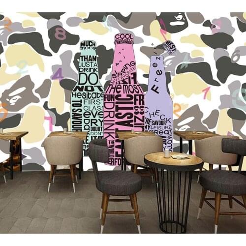 3d Modern Cartoon wine cabinet wine bar bar counter background wallpaper front hotel restaurant large 8D mural wall covering