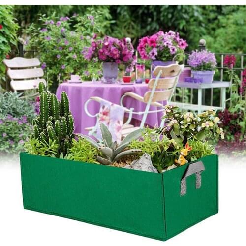 Grow Bag Garden Bed Anti-Corrosion Outdoor Vegetable Planter Non-woven Fabric Seedling Gallon Tree Handle Rectangle Strawberry
