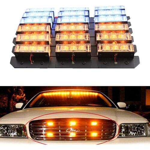 LED Emergency light Red Blue Yellow 2x9 4x9 6x9 8x9 LED Car Truck Front Grille Deck Strobe Lights 3 Mode Flashing Warning lamp