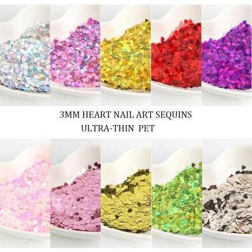 Untra-thin Pailettes 3mm Colorful Love Heart Glitter Sequin Filling Nail Art Decorations DIY Crafts Jewelry Making Supplies