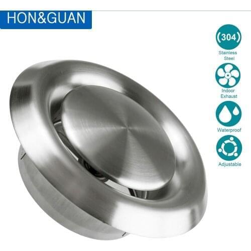 Hon&Guan 5”Stainless Steel Air Vent Round Wall Cover Ventilation for Kitchen Hood External Extractor Outlet Air Exhaust Vent