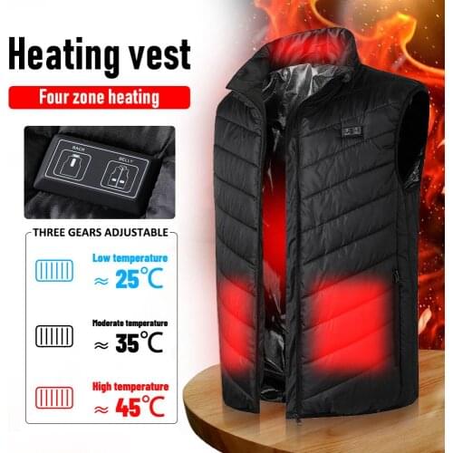 2021 Electric Heating Vest Men Dual-Control 4 Areas USB Charging Warm Winter Heating Jacket Clothing for Outdoor Fishing Hunting