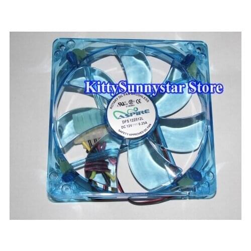 120x120x25MM DFS122512L 12V 0.25A 2Wires 12CM with LED Case Fan