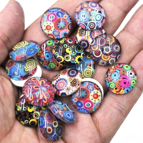 18/20mm Mixed Flower Dot Glass Round Domes Cameos Cabochons Flatback DIY Embellishment Handbag Handmade Crafts Decor Accessories
