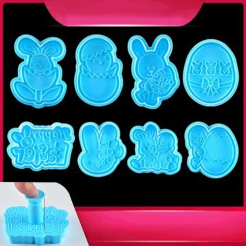 4pcs/set Easter Bunny Cookie Cutter Cake Cartoon Baby Toy Decor Valentines Day Loaf Sugarcraft Plunger Fondant Cutter Tool