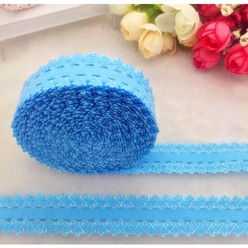 5yards/lot 3/4" 20mm Multirole Sky Blue Fold Over Elastic Spandex Lace Band Ties Hair Accessories Lace Trim Sewing Notion