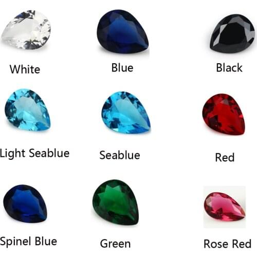 9 Colors 100pcs 2x3~13x18mm Pear Shape White, Red, Black, Green Loose Bead Glass stone For Jewelry DIY