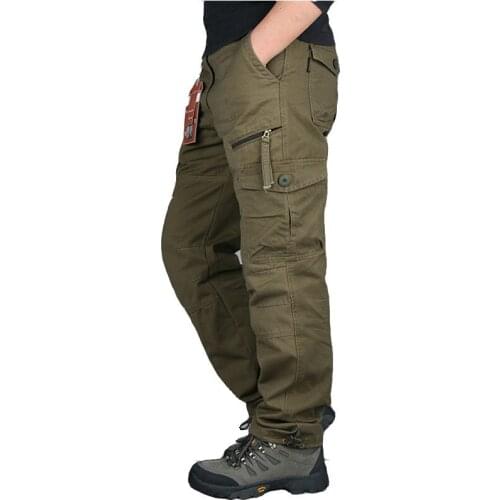 Mens Cargo Pants Casual Tactical Pants Military Army Cotton Zipper Streetwear Autumn Overalls Men Military Style Trousers