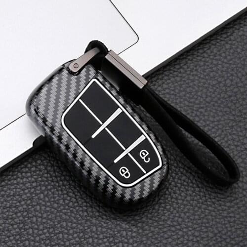 Carbon fiber pattern car key case For Jeep Fiat Renegade 2014 2015 Grand Cherokee Chrysler 300C Dodge Ram 1500 Freemont keychain