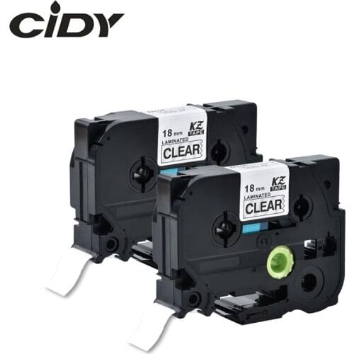 Cidy 2pcs Tz141 Tze 141 Tz-141 tze141 Black on Clear Compatible Brother PTouch Tze Laminated Label Tape Cartridge Printer Ribbon